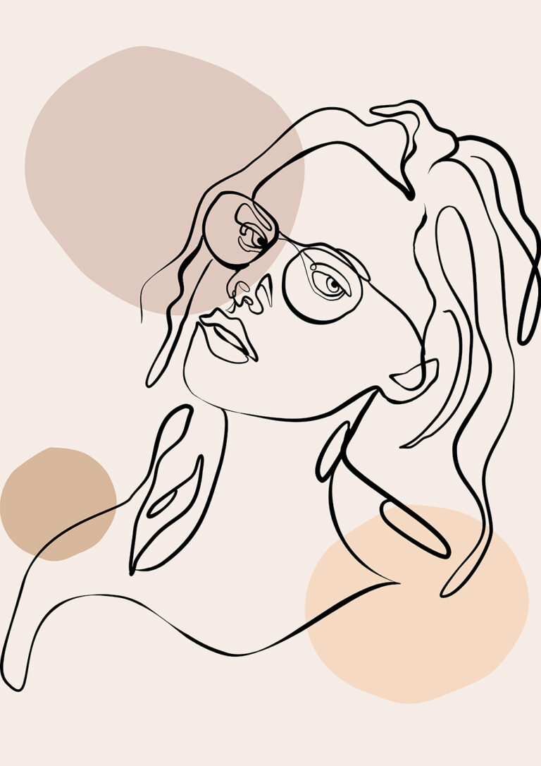 Vektorová grafika ženy v brýlích ve stylu one line